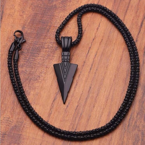 Black Arrow Charm Necklace Unisex - Picture 2 of 11